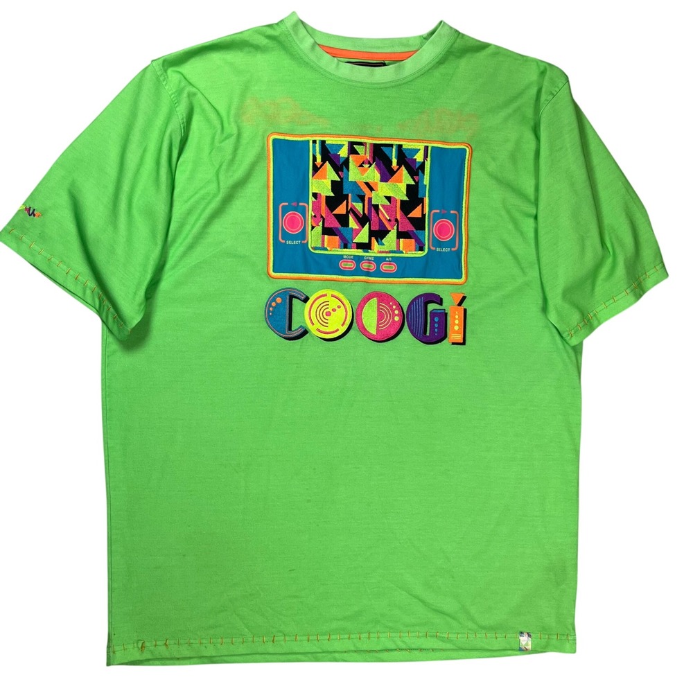 Coogi Graphic T Shirt Mens XXL Green Video Game Embroidered Played For Keeps Y2K